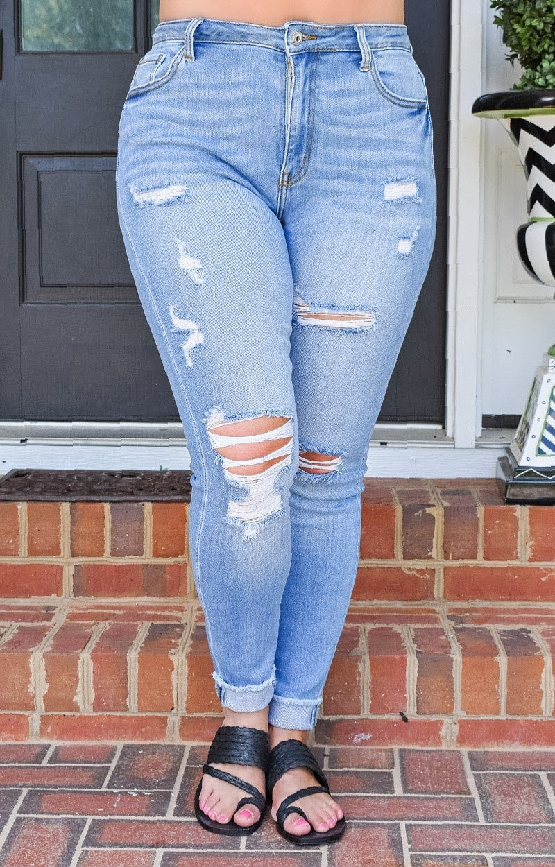 Load image into Gallery viewer, Just A Little Sassy Distressed Jeans