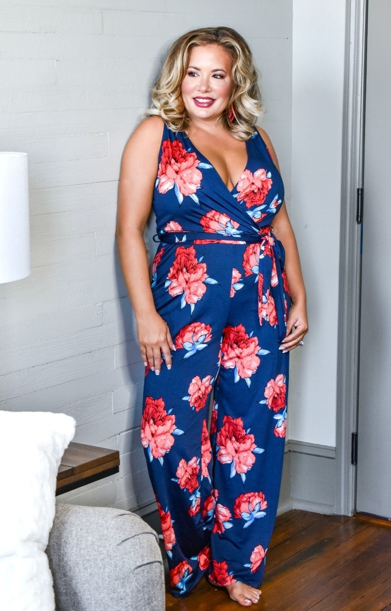Load image into Gallery viewer, Here With Me Floral Jumpsuit - Navy