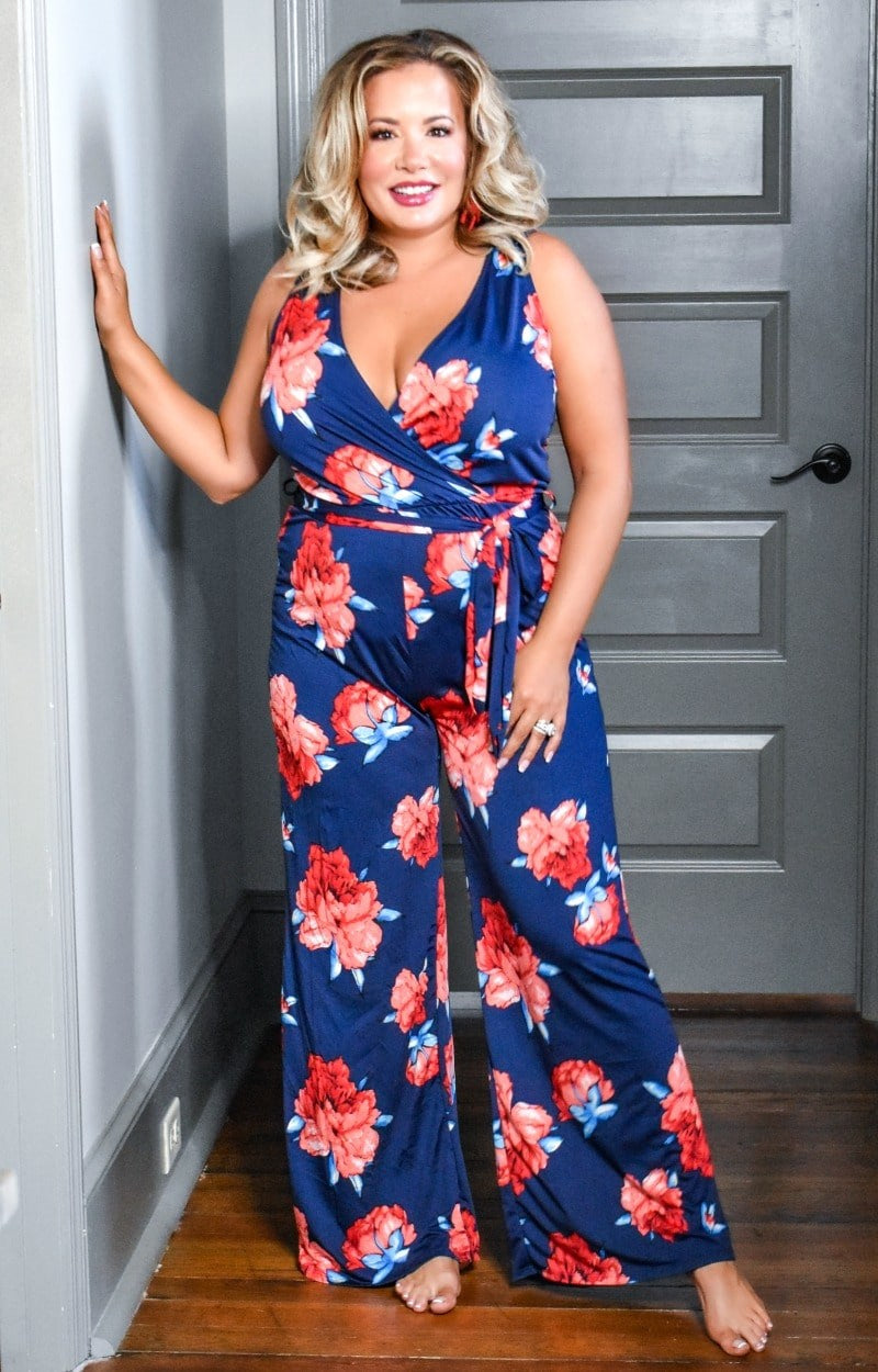 Here With Me Floral Jumpsuit - Navy