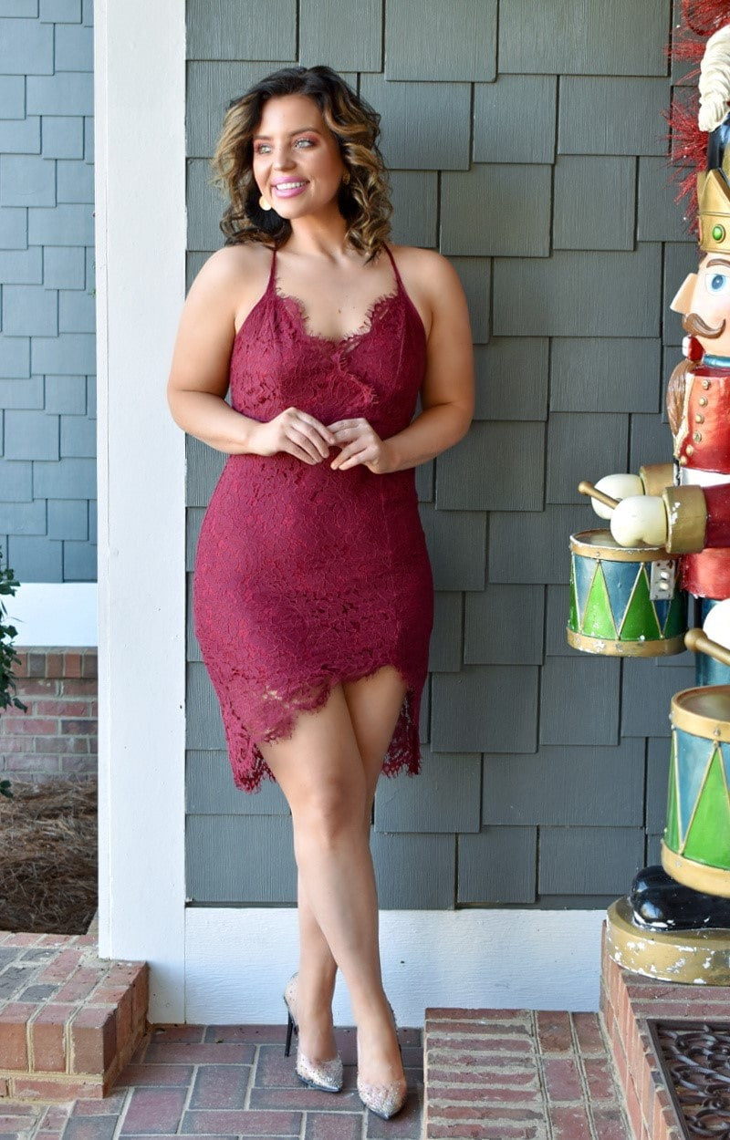 Load image into Gallery viewer, Classy Affair Lace Dress - Burgundy