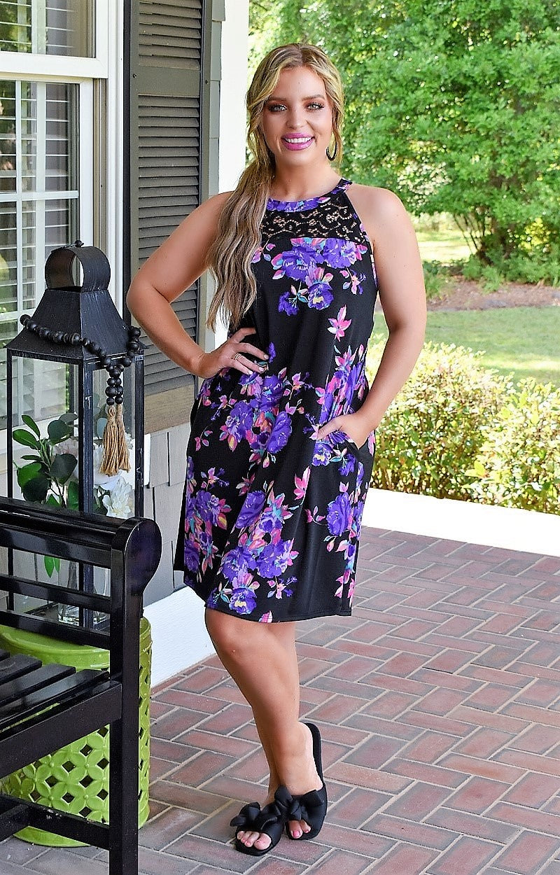 Load image into Gallery viewer, Get On Board Floral Dress - Black