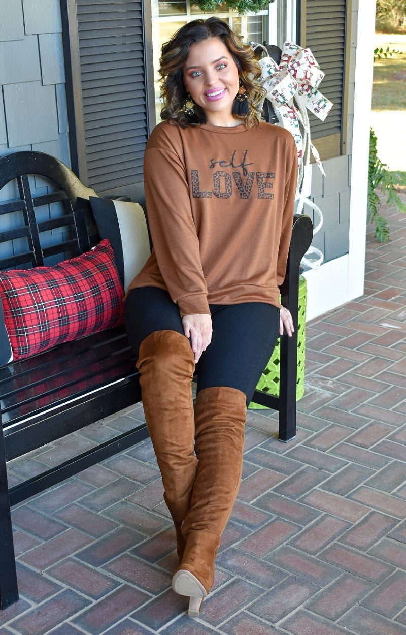 Load image into Gallery viewer, Self Love Graphic Pullover - Caramel