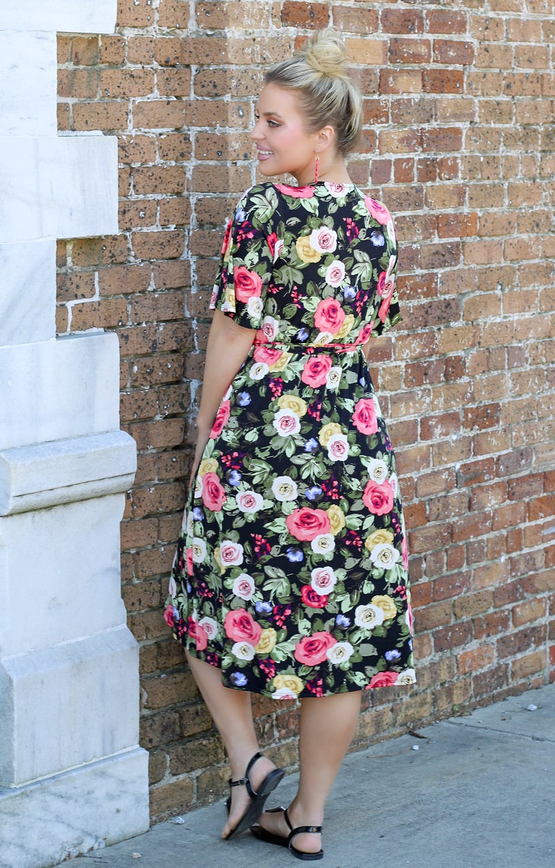 Load image into Gallery viewer, Not Enough Time Floral Dress - Black