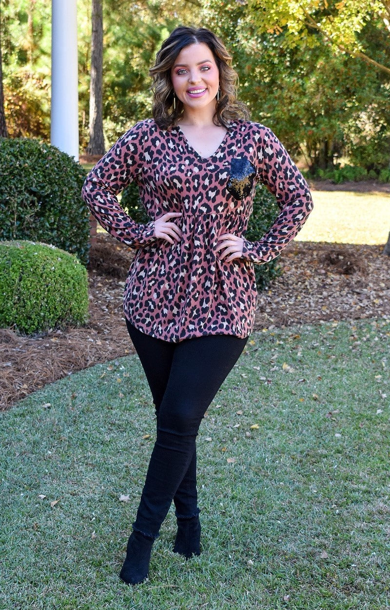 Going Crazy For You Leopard Top - Rust
