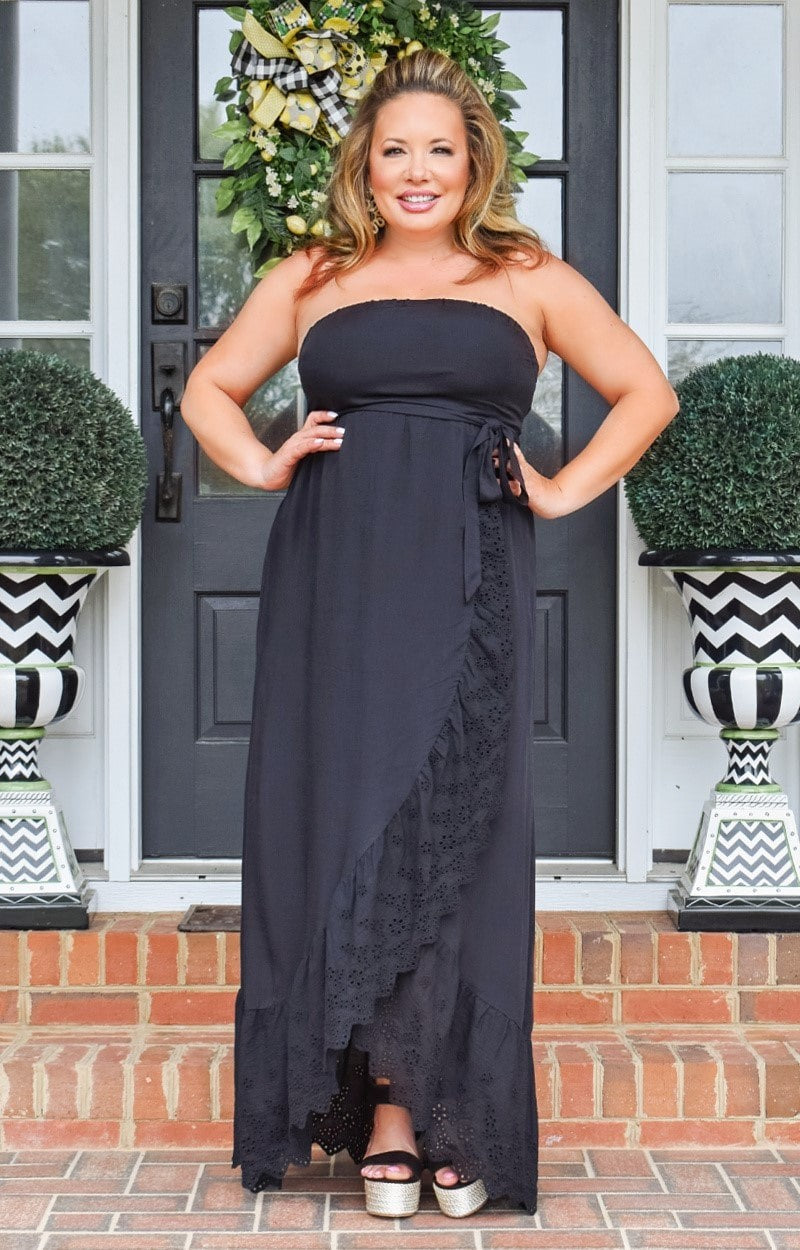 All Smiles Embroidered Maxi Dress - Black