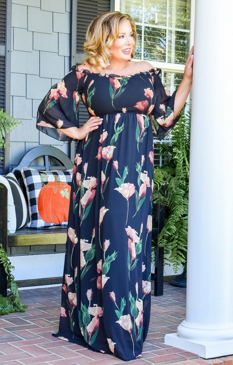 Load image into Gallery viewer, Clearly In Love Floral Maxi Dress - Black