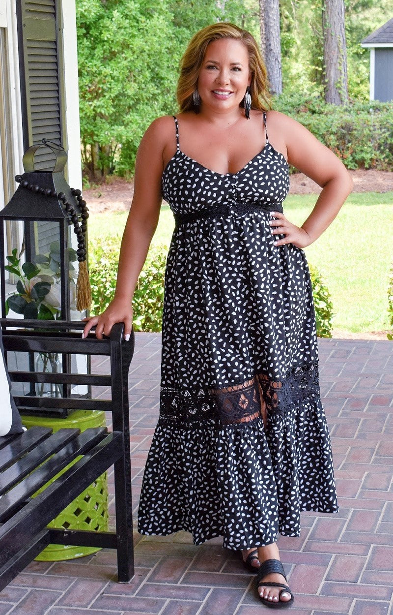 Load image into Gallery viewer, Cheer You On Print Maxi Dress - Black