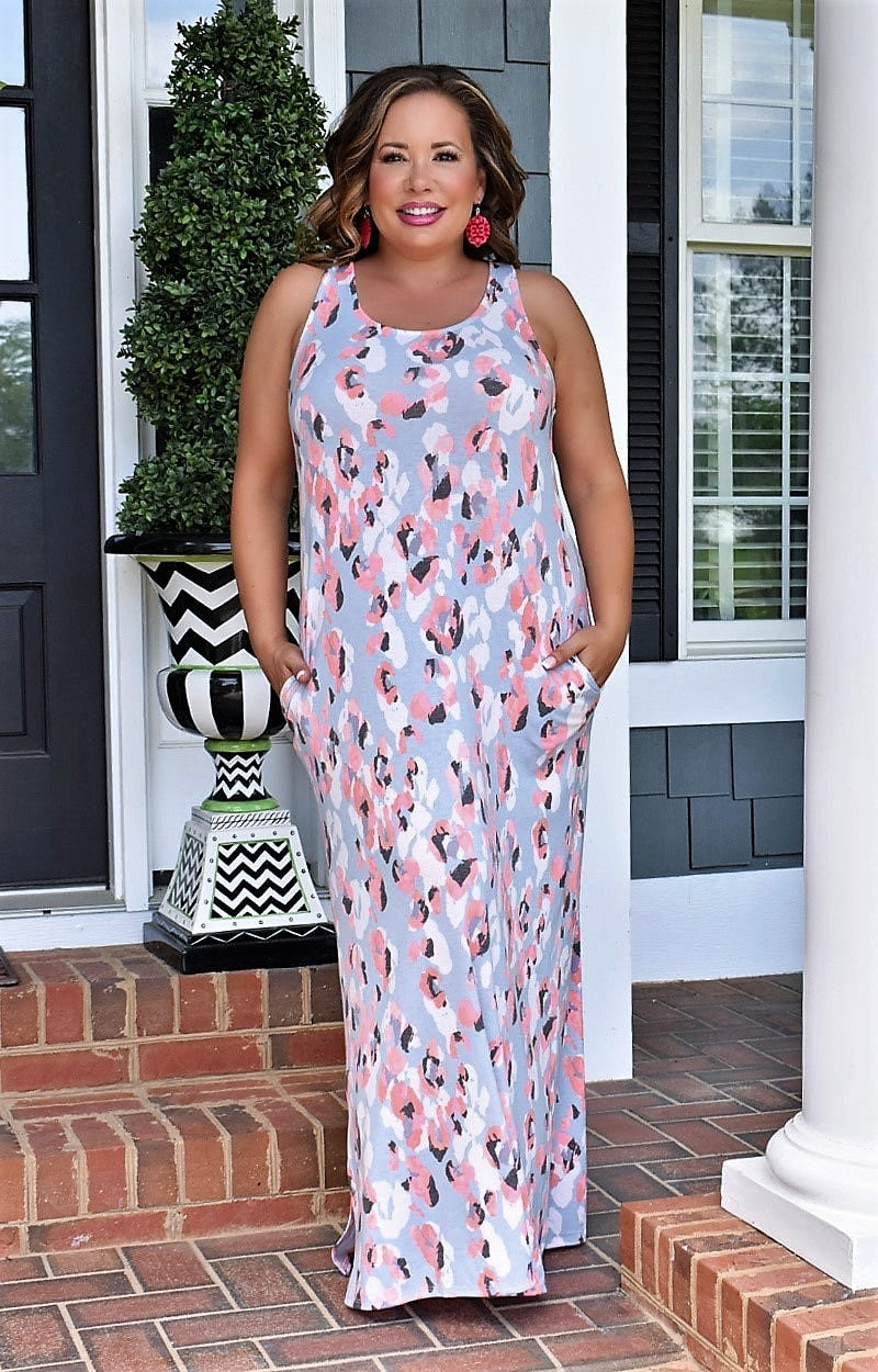 Owning The Moment Floral Maxi Dress - Light Blue