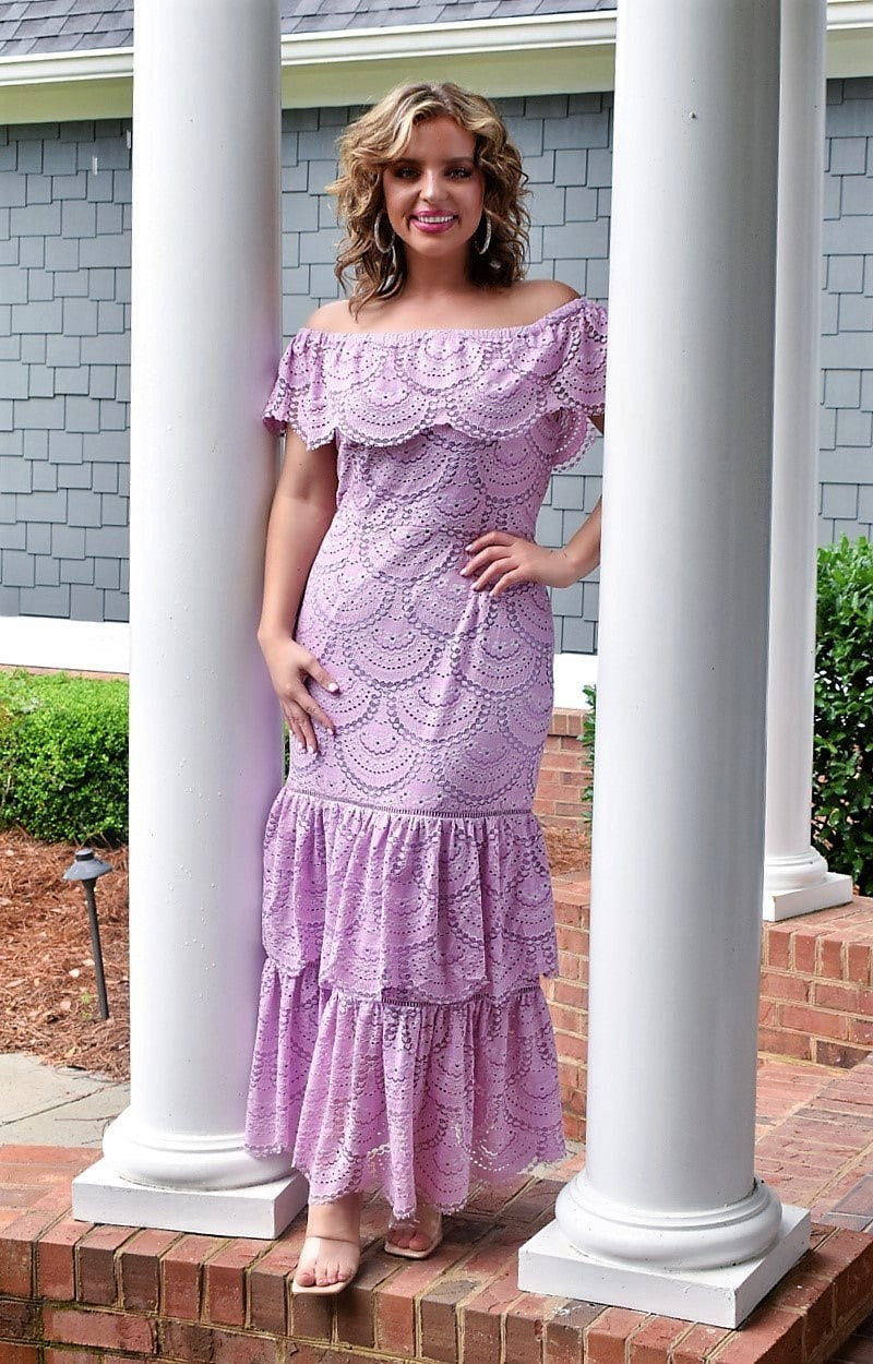 Easy To Impress Lace Maxi Dress - Lavender