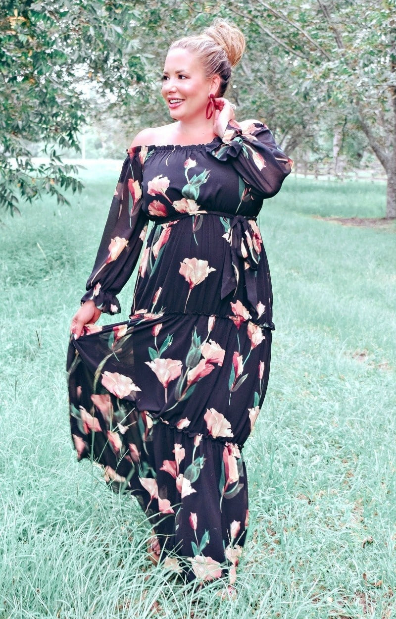 Had Your Chance Floral Maxi Dress - Black
