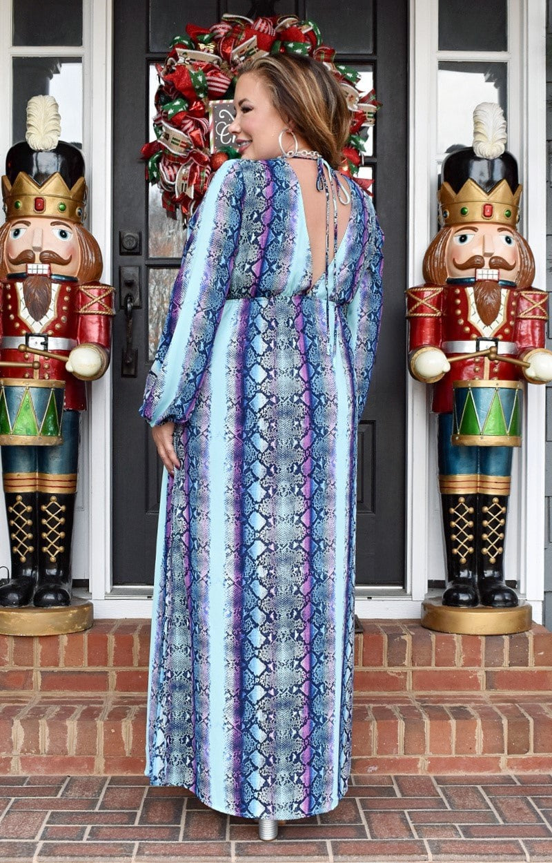 Load image into Gallery viewer, Get You Back Snake Print Maxi Dress - Mint/Multi