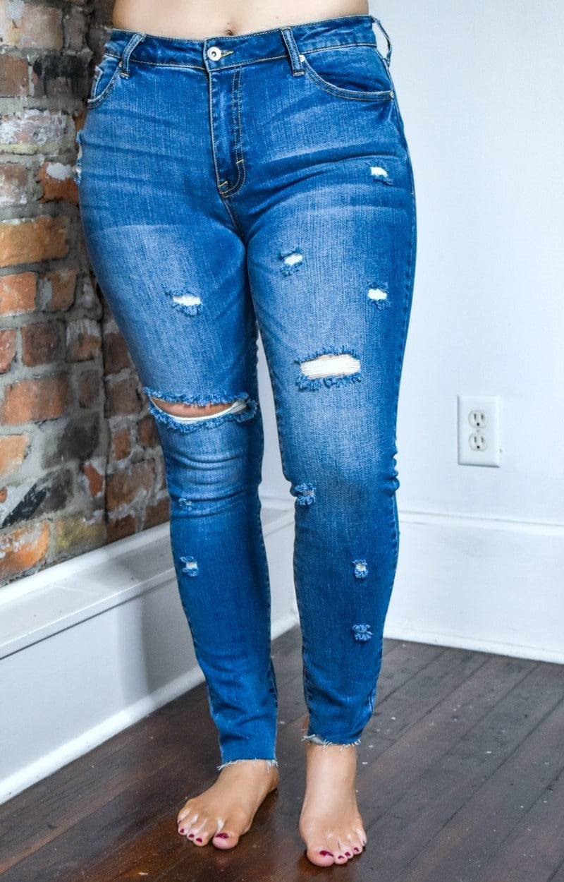 Load image into Gallery viewer, Just Strolling Around Distressed Skinny Jeans