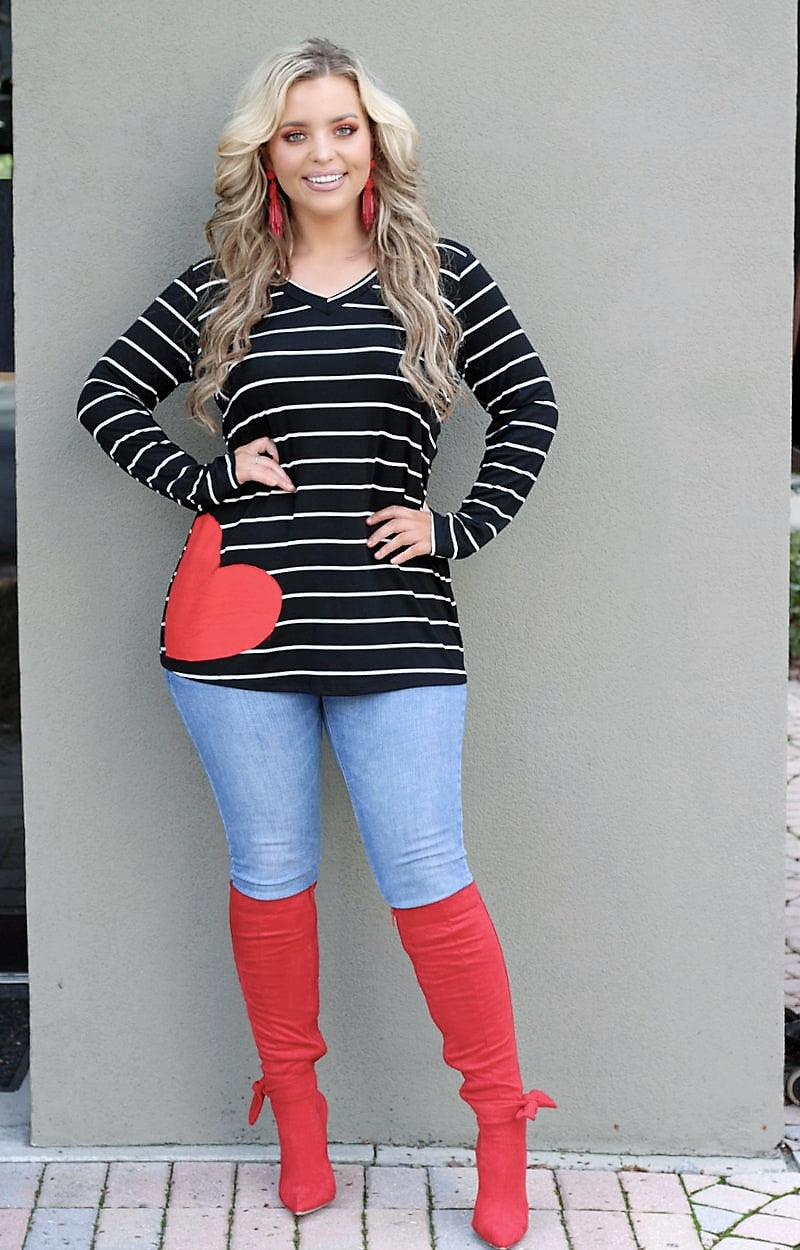 Love That Lasts Striped Top - Black