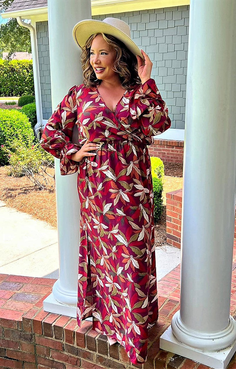 Load image into Gallery viewer, No Greater Feeling Print Maxi Dress - Burgundy