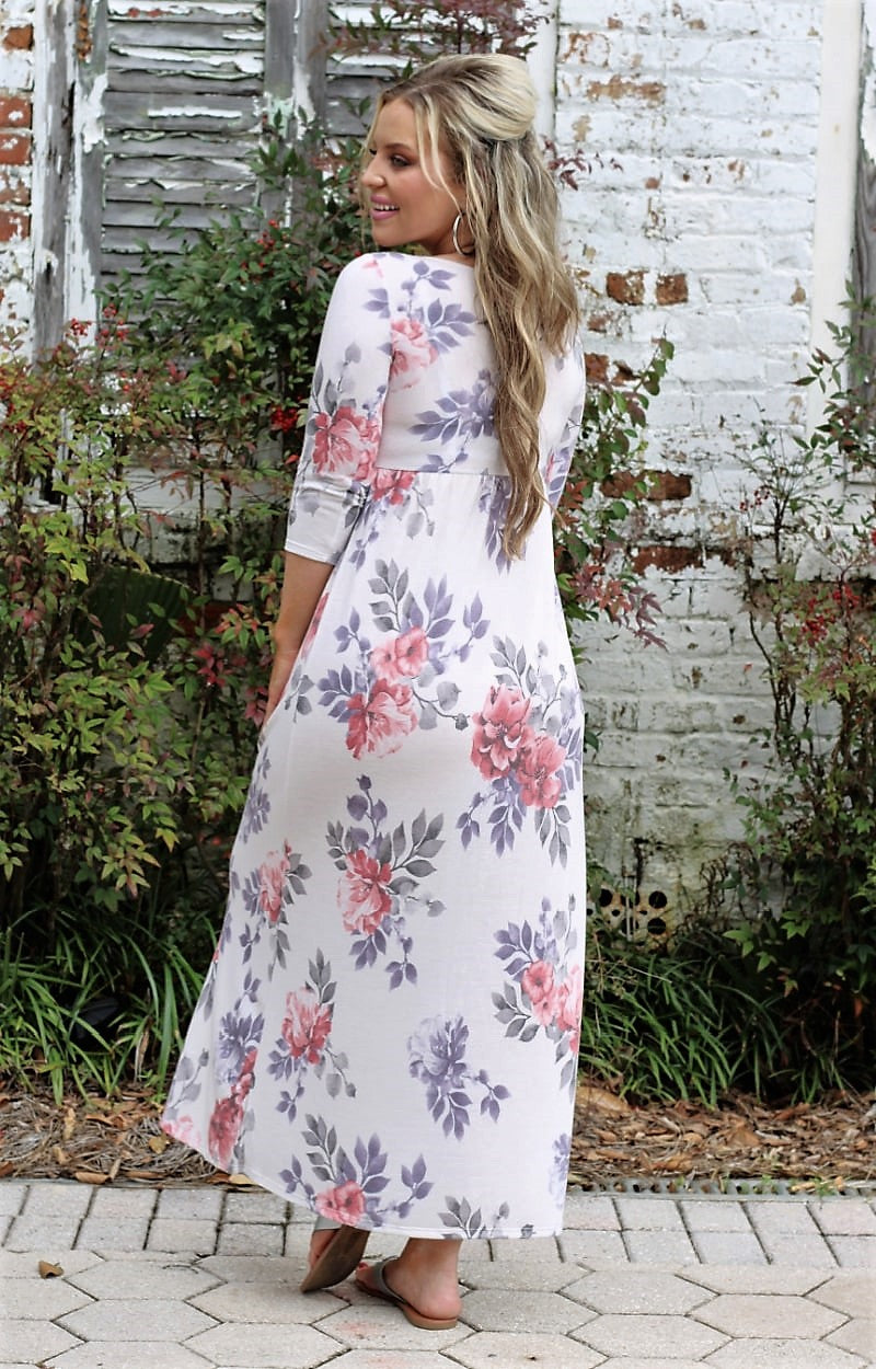 Let The Day Begin Floral Maxi Dress - White