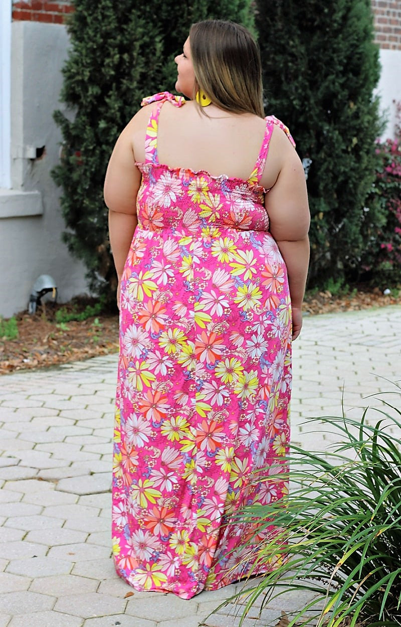 Right About You Floral Maxi Dress - Fuchsia