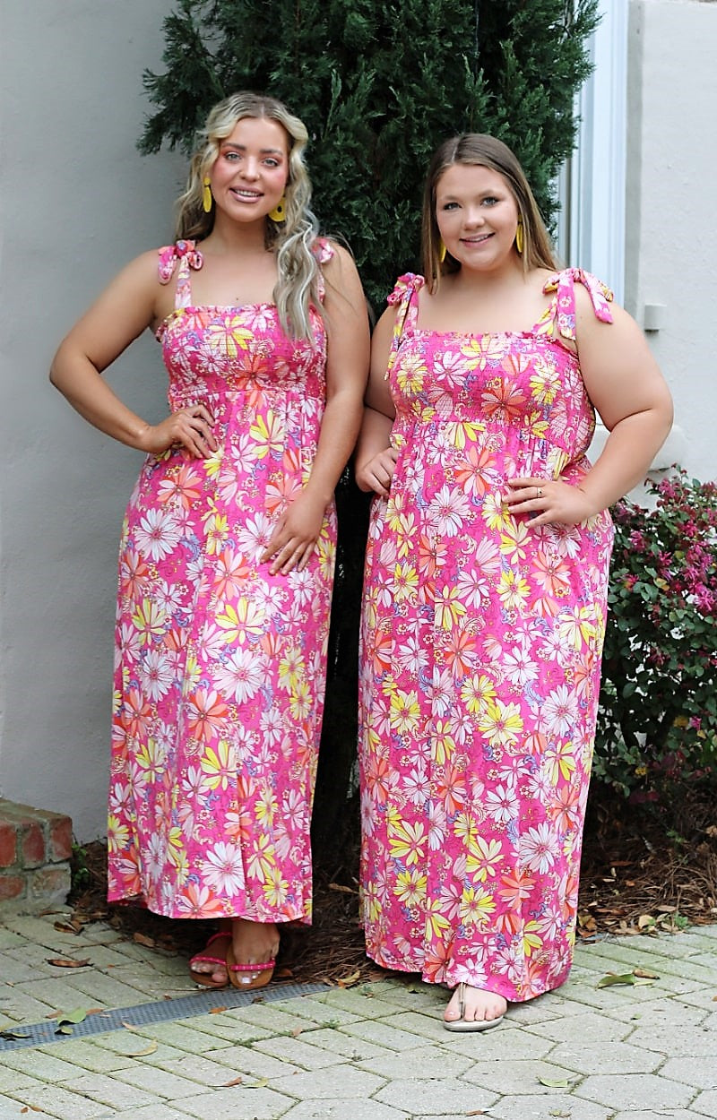 Right About You Floral Maxi Dress - Fuchsia