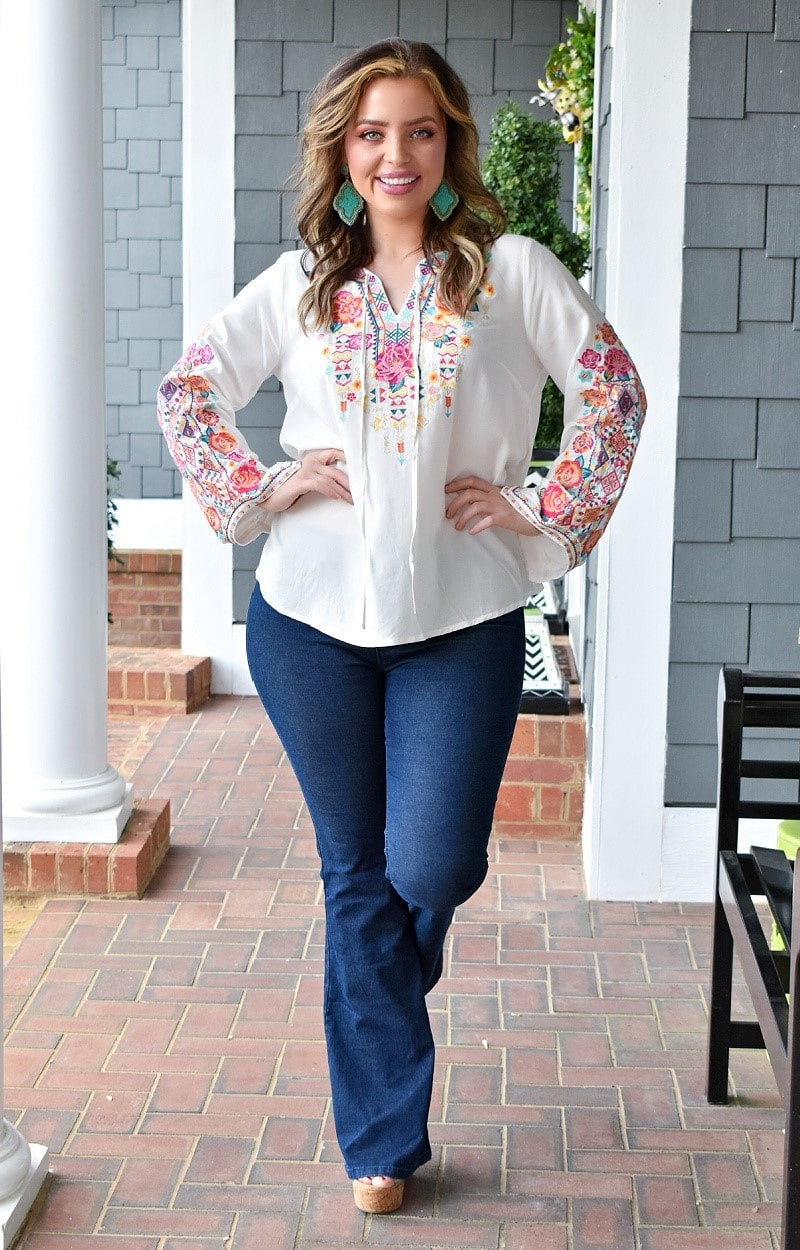 Make It Work Embroidered Top - Ivory