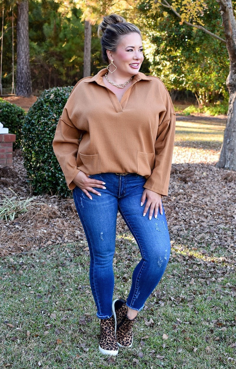 One Last Time Oversized Pullover - Cognac