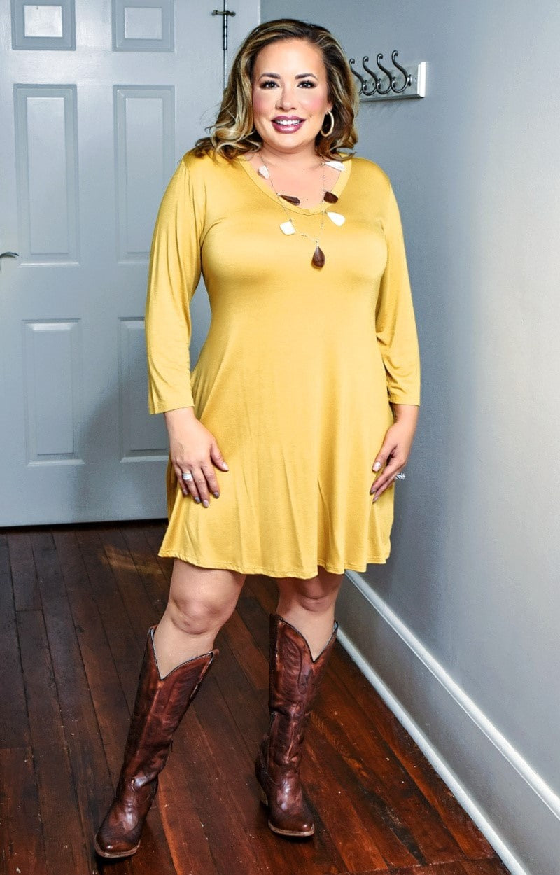 Can't Forget Me Dress - Mustard