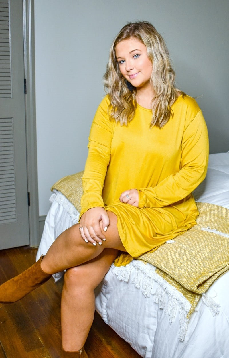 Lost In Your Eyes Dress - Mustard