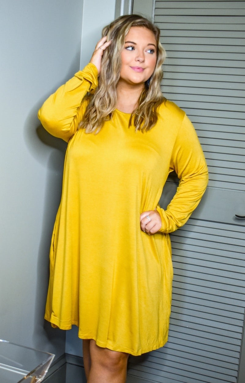 Lost In Your Eyes Dress - Mustard