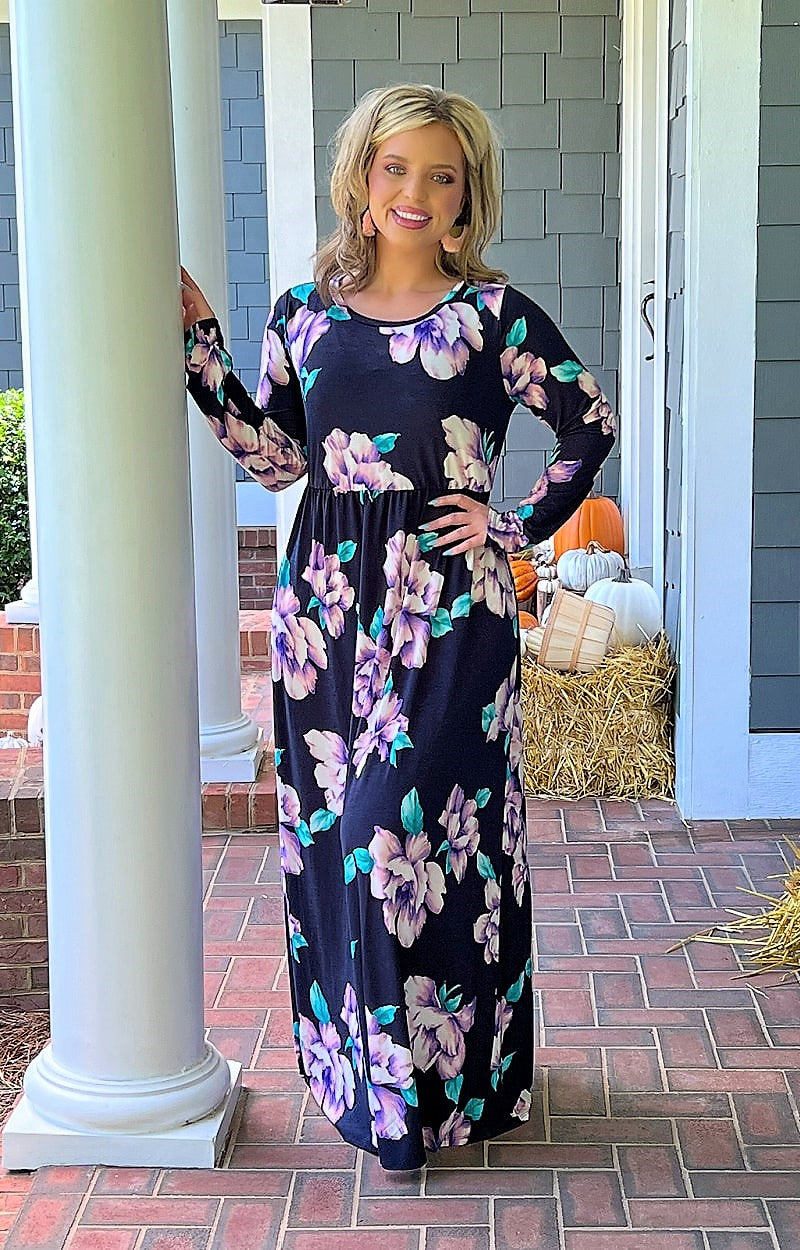 Load image into Gallery viewer, Hello Beautiful Floral Maxi Dress - Navy