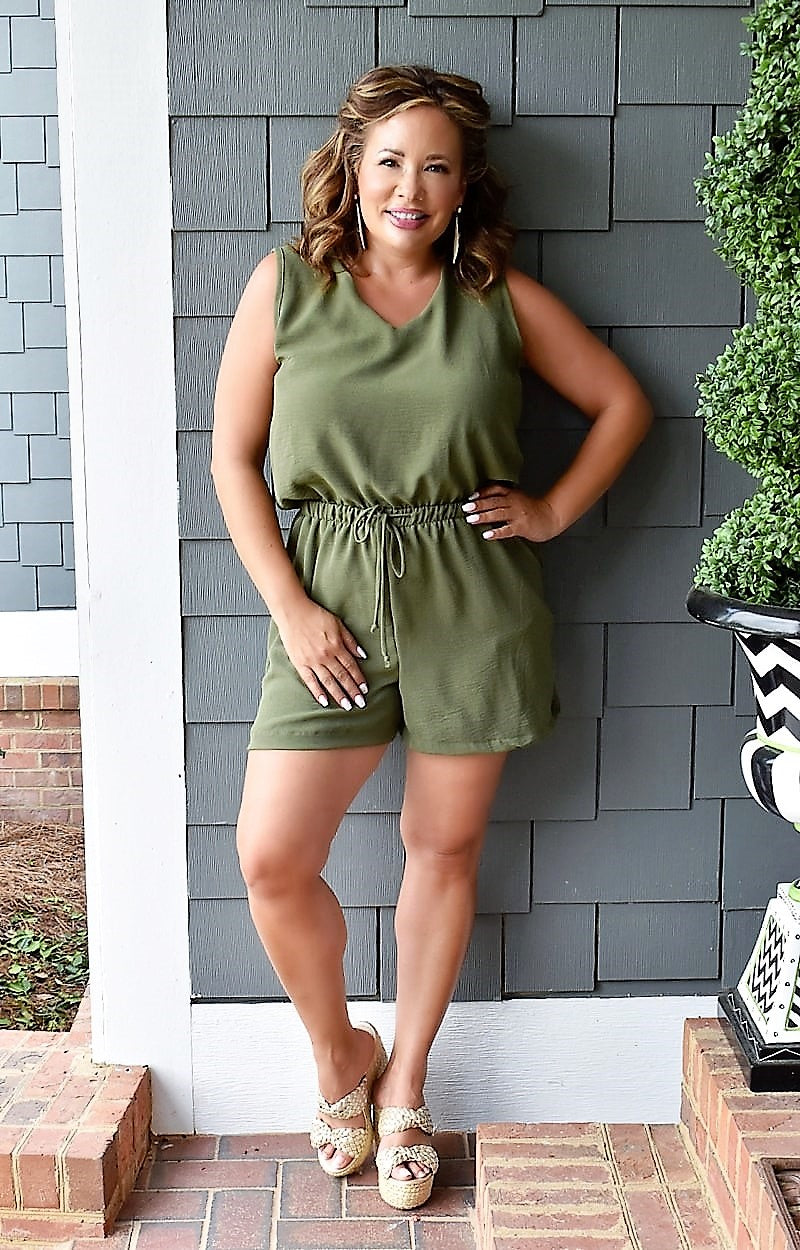 Load image into Gallery viewer, She&#39;s Got The Look Romper - Olive