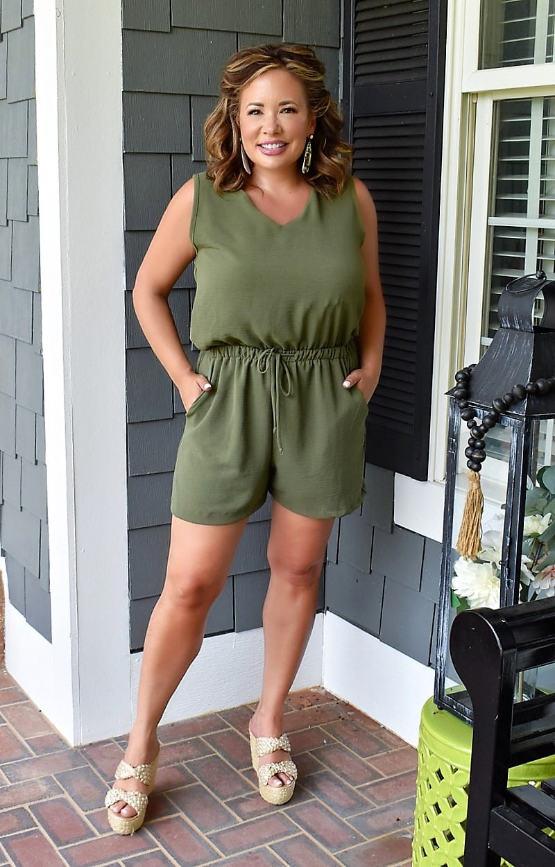 She's Got The Look Romper - Olive