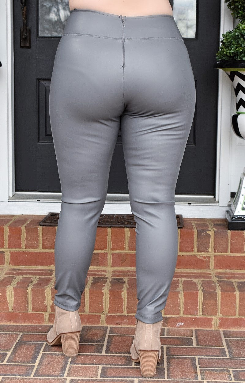 Load image into Gallery viewer, First &amp; Foremost Faux Leather Pants - Gray
