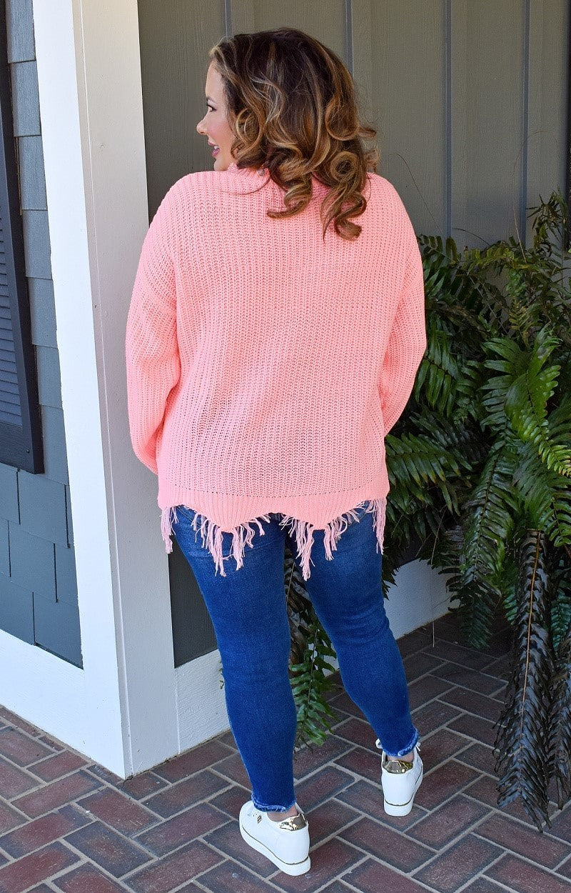 Load image into Gallery viewer, Let In The Love Distressed Sweater - Coral