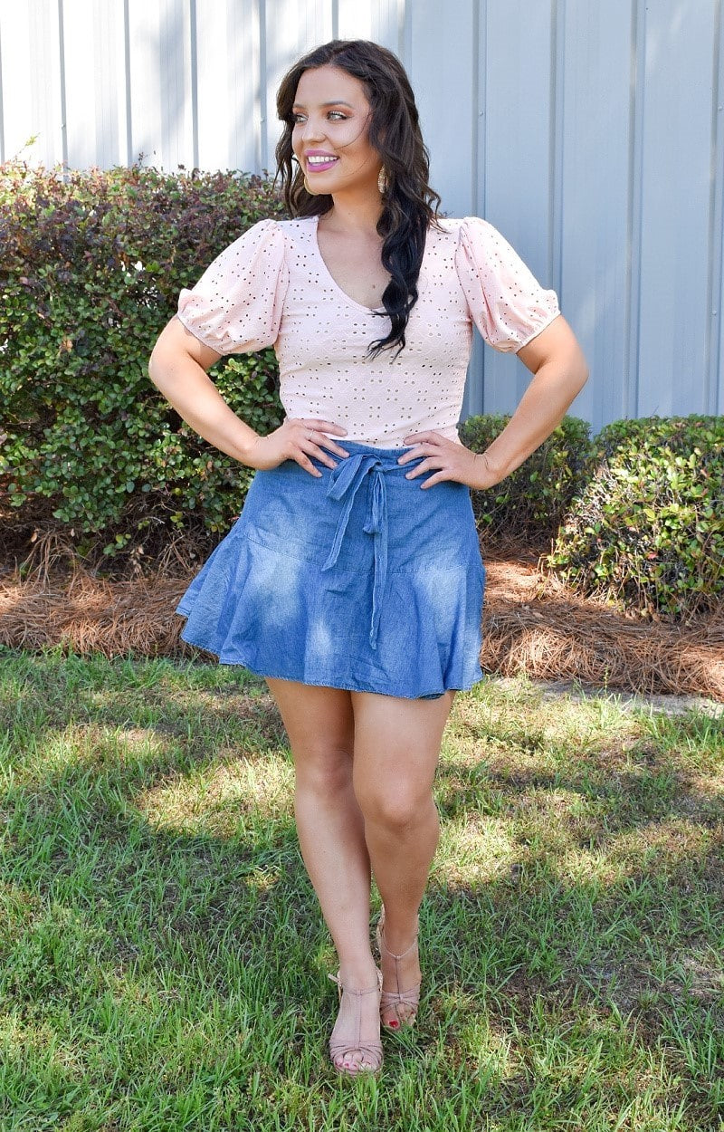 Can't Stop This Eyelet Top - Pink