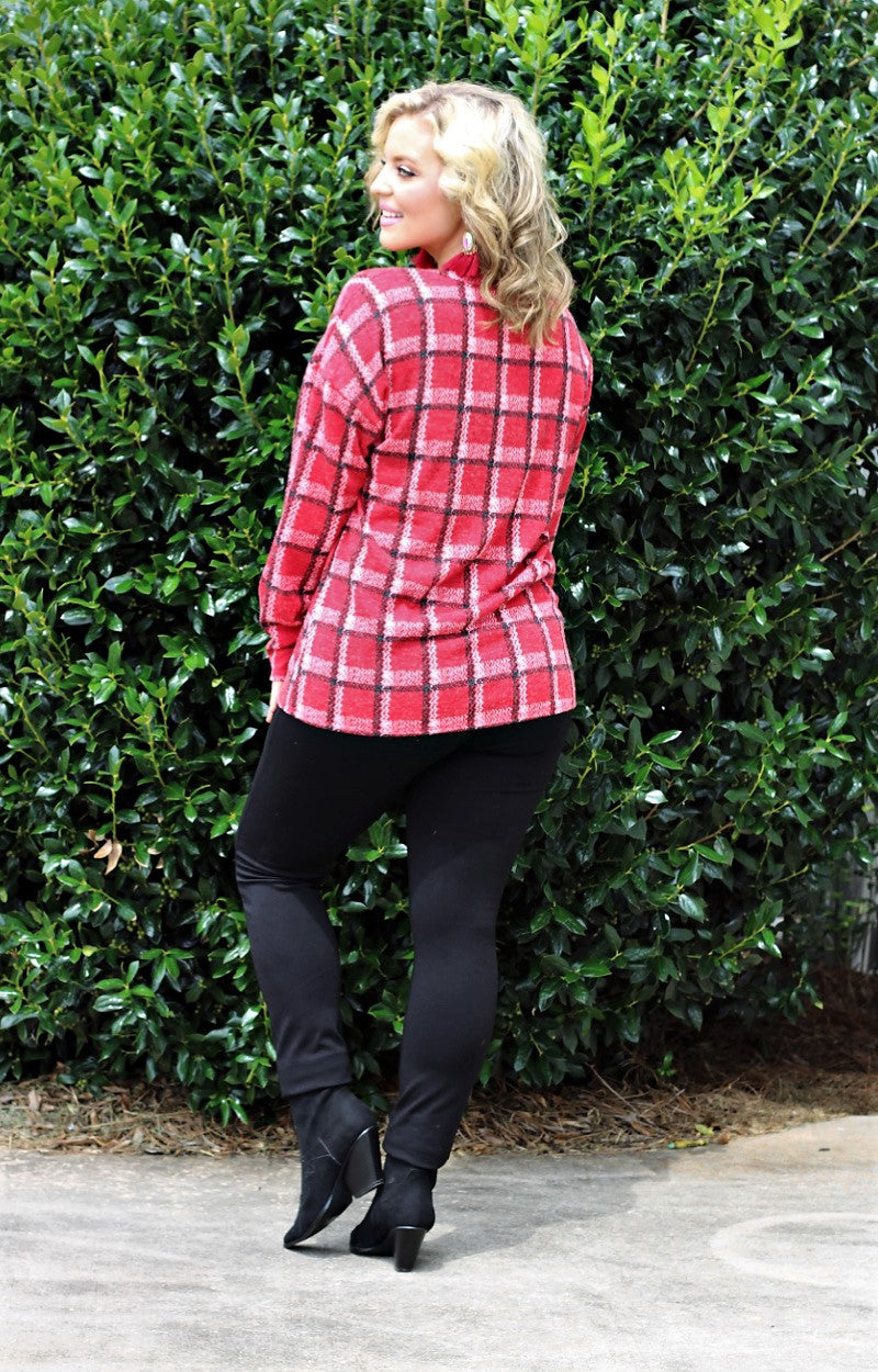 Going Further Plaid Top - Red
