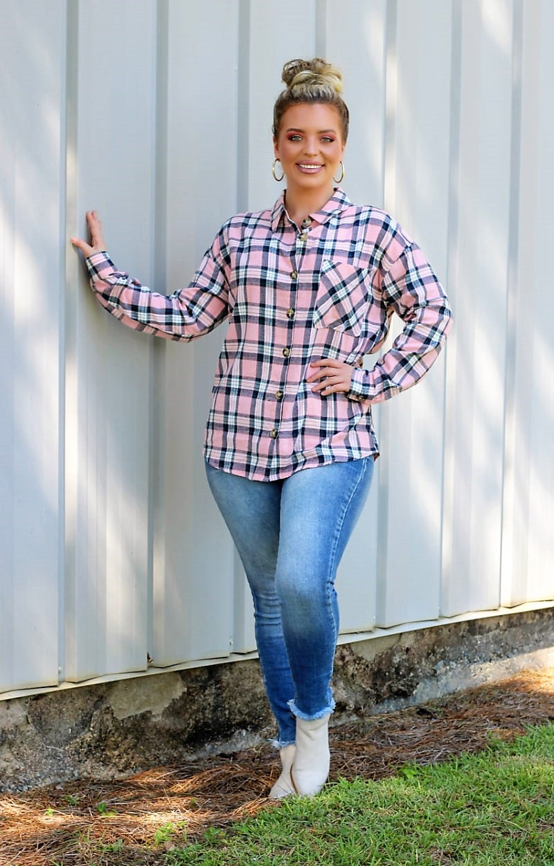 Load image into Gallery viewer, Let&#39;s Get Going Plaid Shacket - Pink
