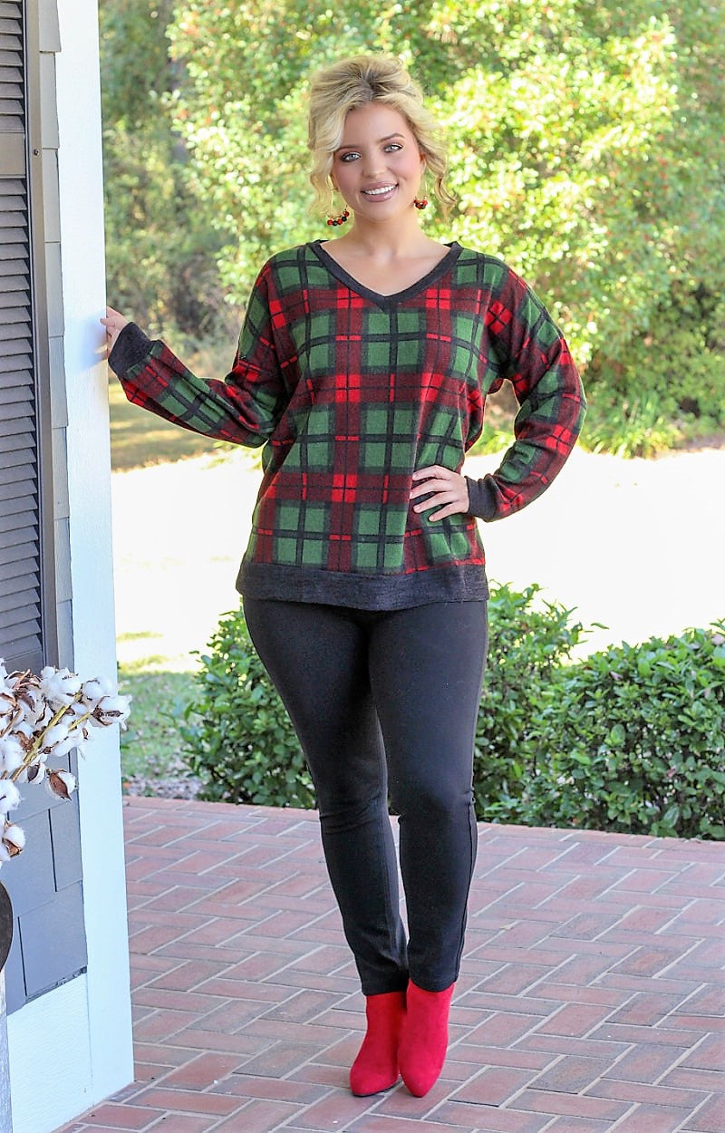 Load image into Gallery viewer, Start Your Day Plaid Top - Red/Green