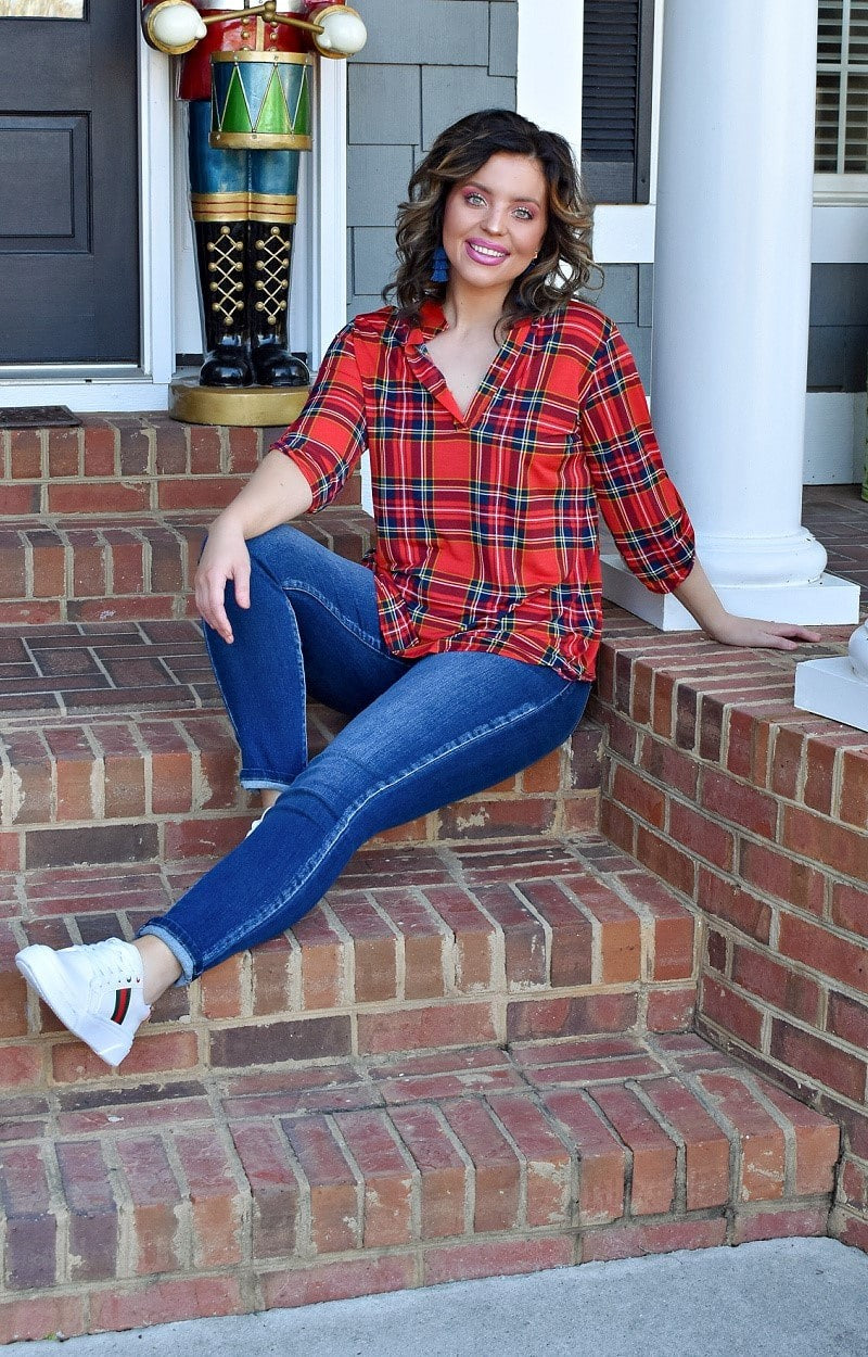 Looking Good Plaid Top - Red