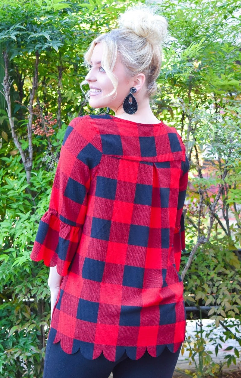 Load image into Gallery viewer, Block You Out Plaid Top - Red/Black
