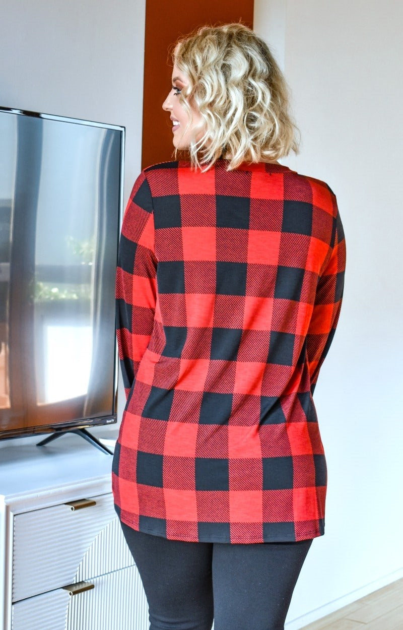 Load image into Gallery viewer, Back For Now Plaid Top - Red/Black