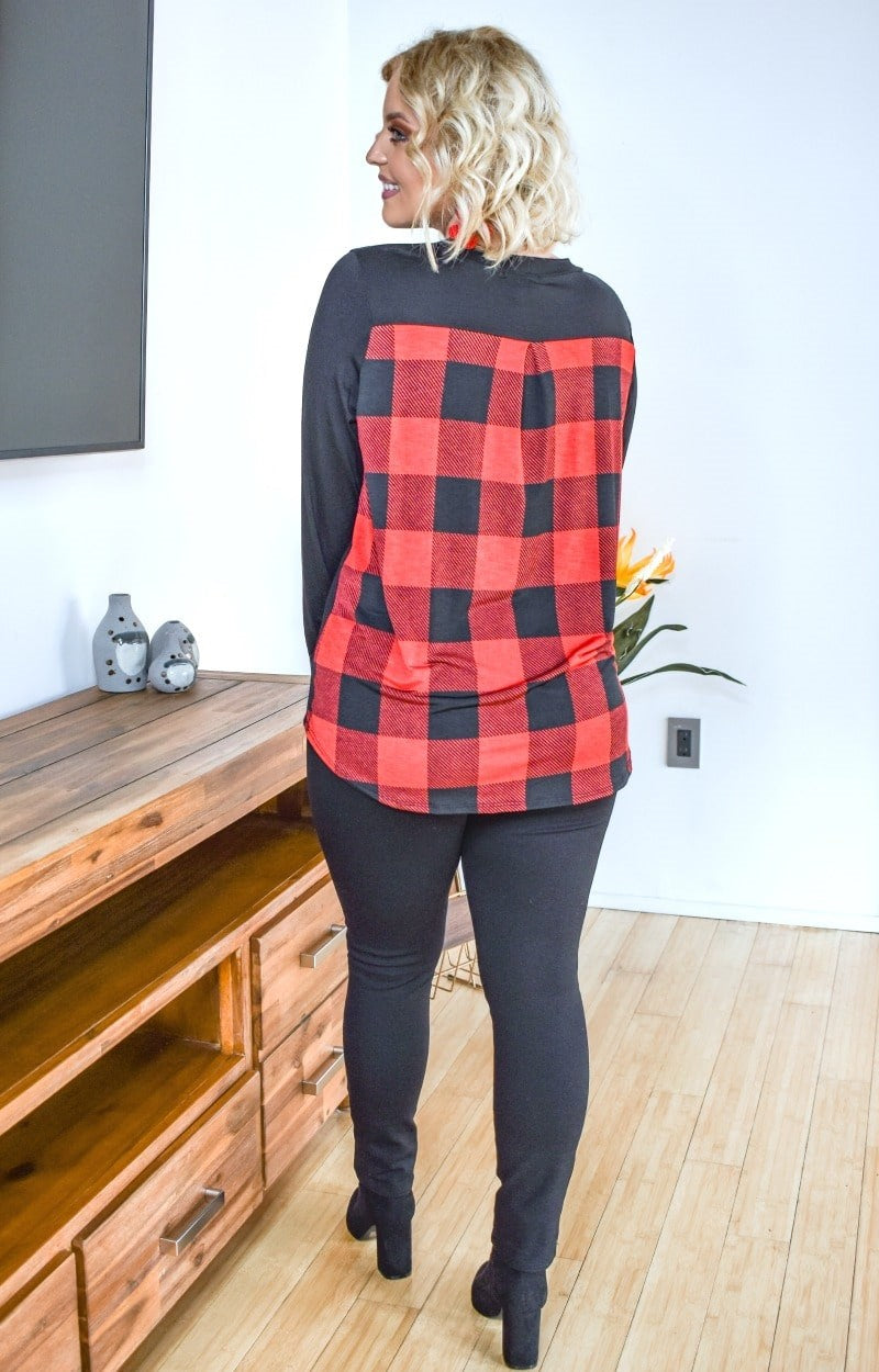 Load image into Gallery viewer, Full Of Grace Buffalo Plaid Top - Black/Red