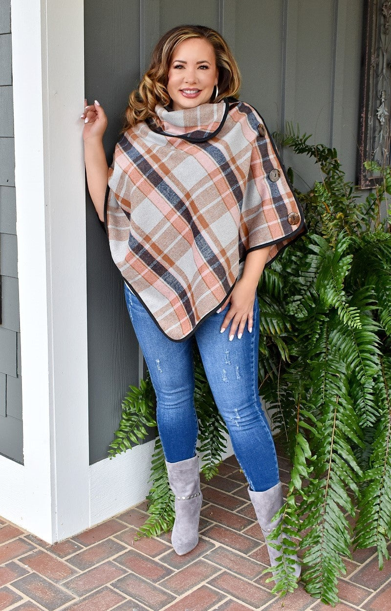 By All Means Plaid Poncho