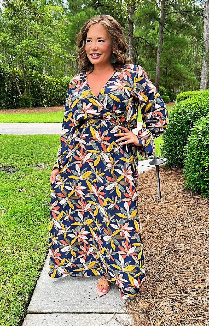 Load image into Gallery viewer, No Greater Feeling Print Maxi Dress - Navy