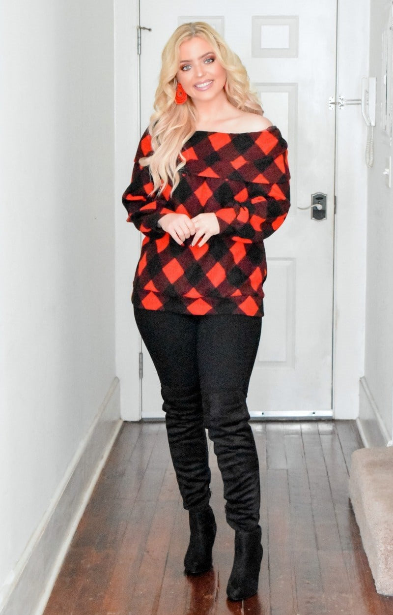 My Next Move Plaid Top - Red/Black