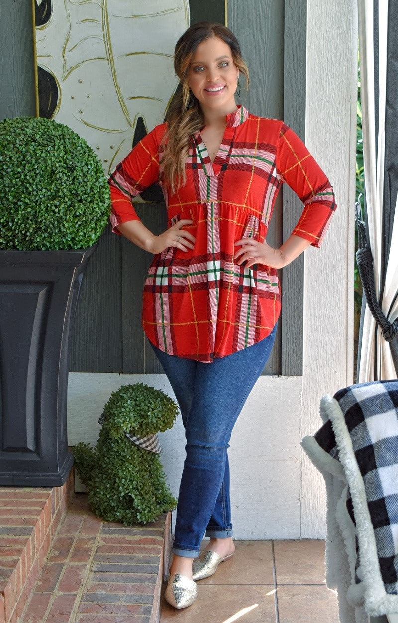 The Little Things Plaid Top - Red