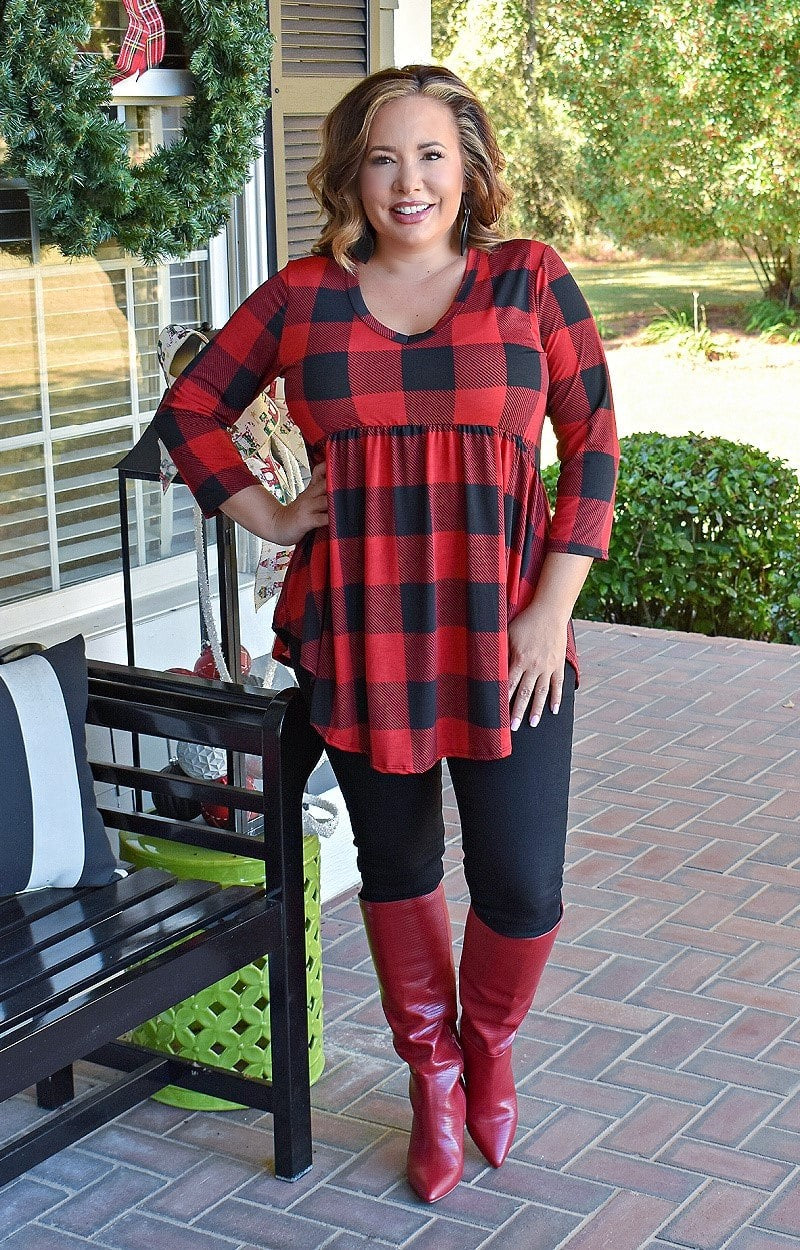 Load image into Gallery viewer, Never Enough Plaid Top - Red/Black