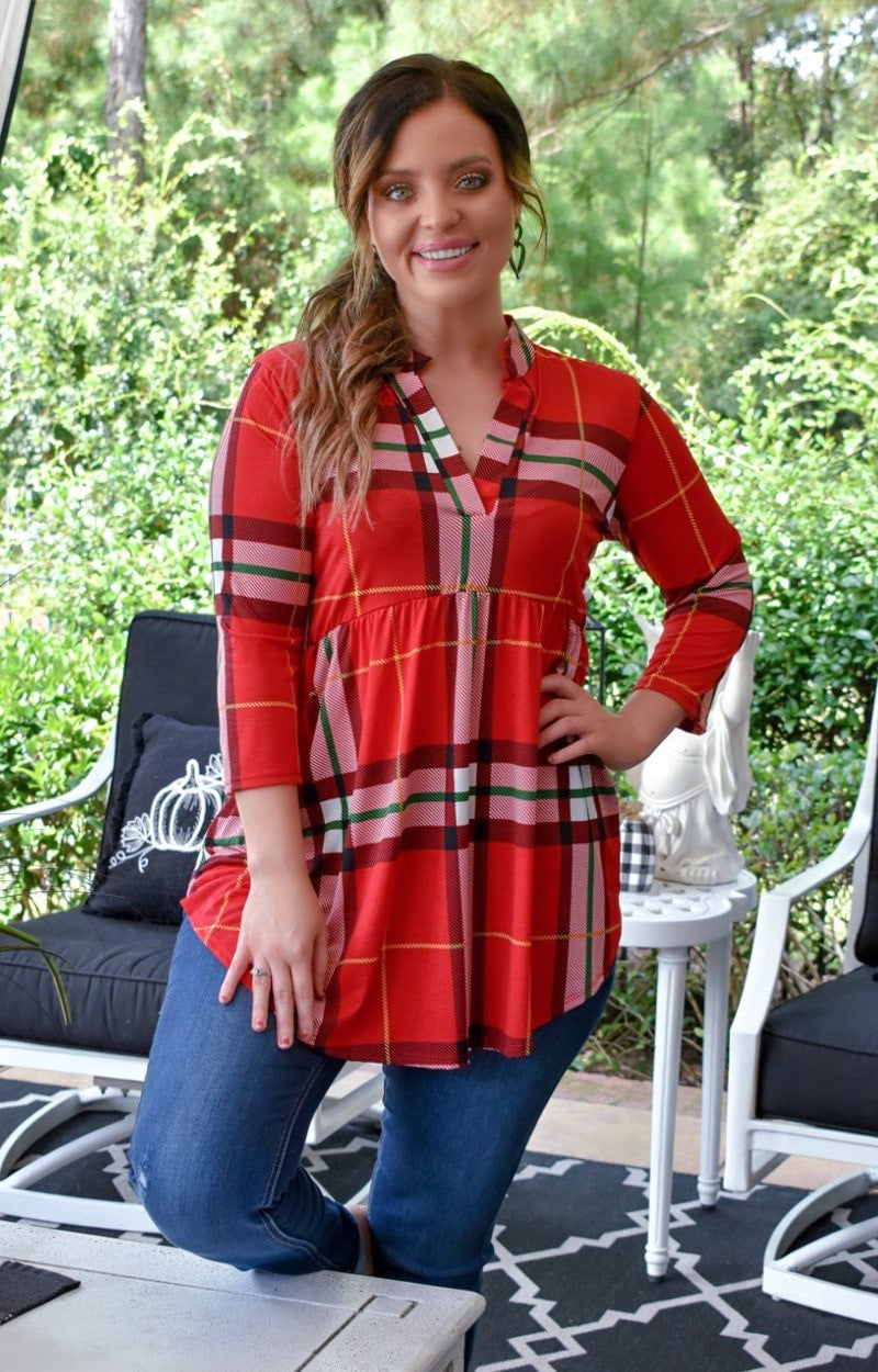 Load image into Gallery viewer, The Little Things Plaid Top - Red