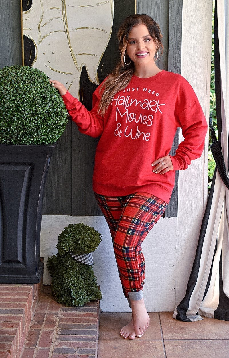 Load image into Gallery viewer, Girls Night In Graphic Pullover - Red