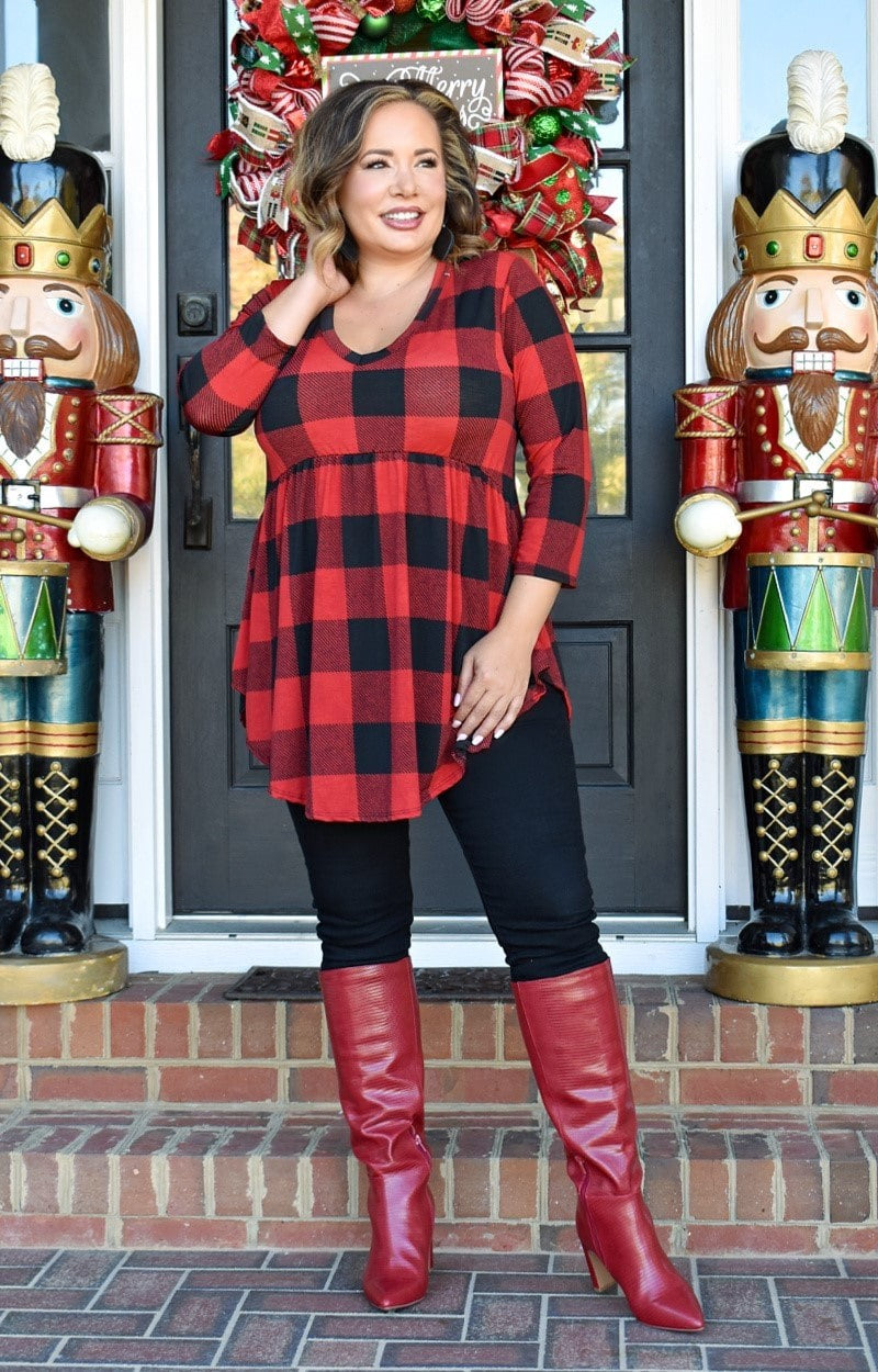 Never Enough Plaid Top - Red/Black