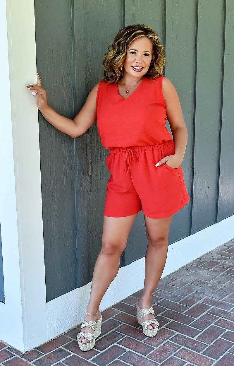 She's Got The Look Romper - Red