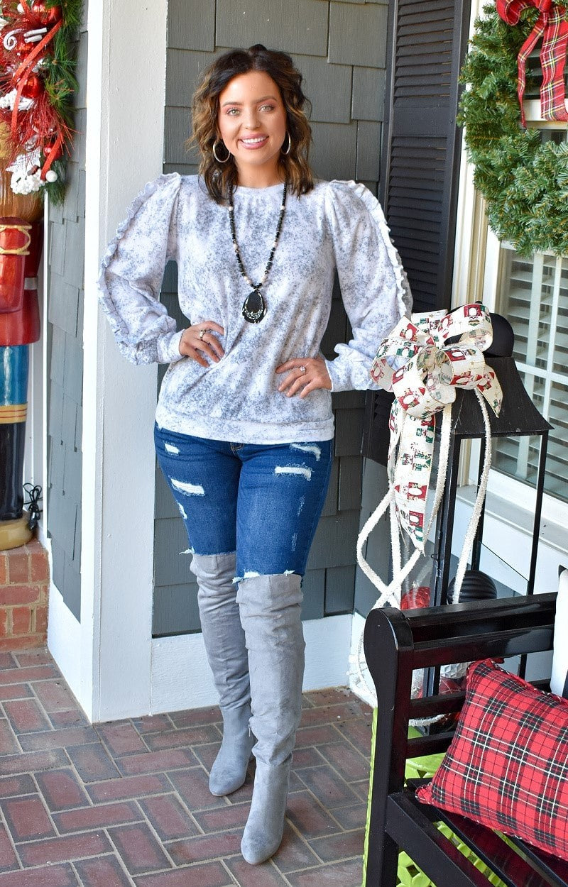 The Sweetest Dream Print Top - Gray