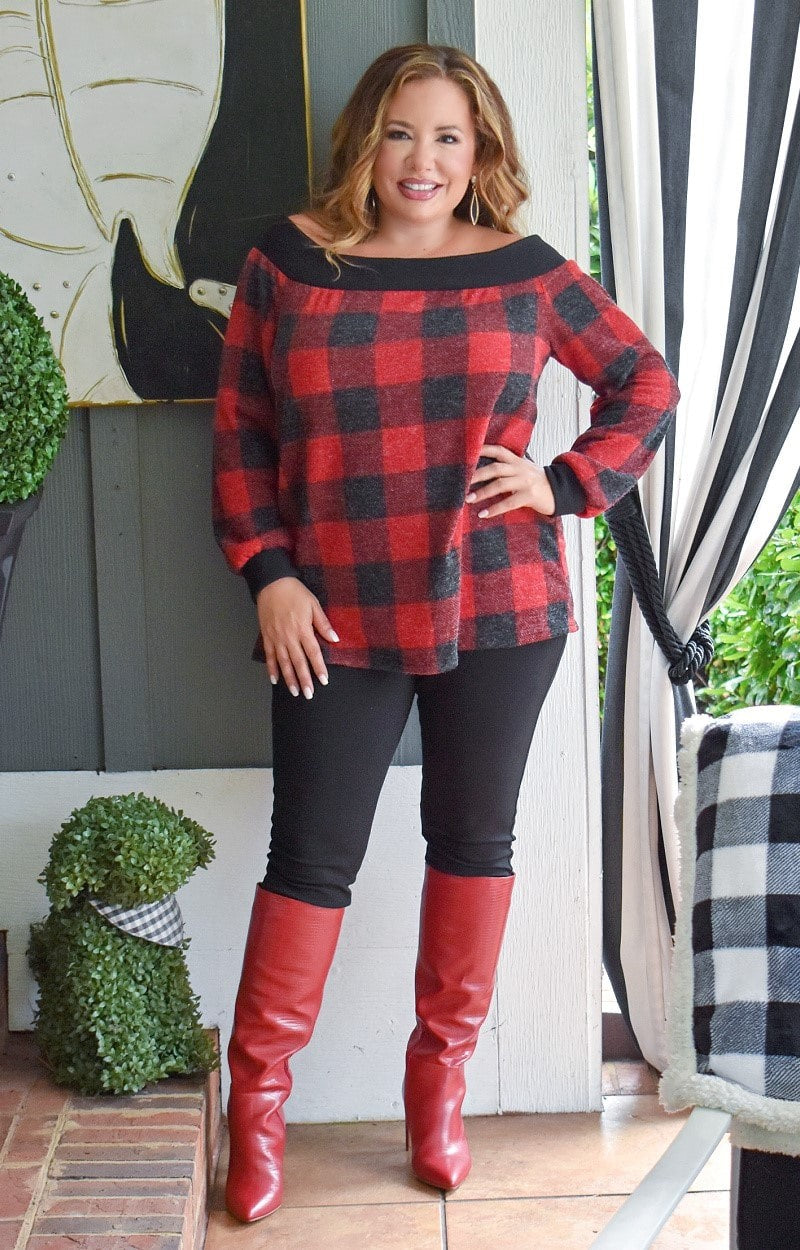 Load image into Gallery viewer, You&#39;ll Never Know Plaid Top - Black/Red